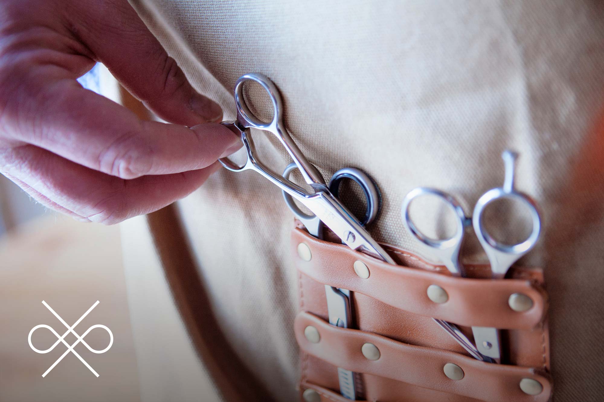 Barbers apron with scissors