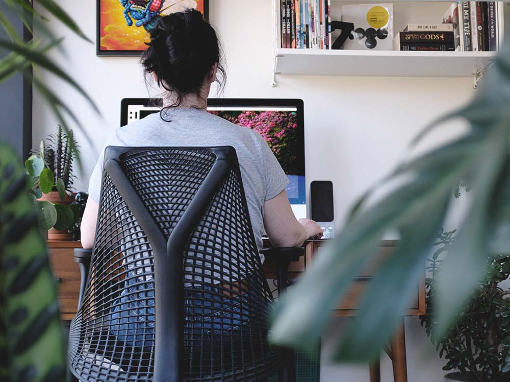 Girl working at computer