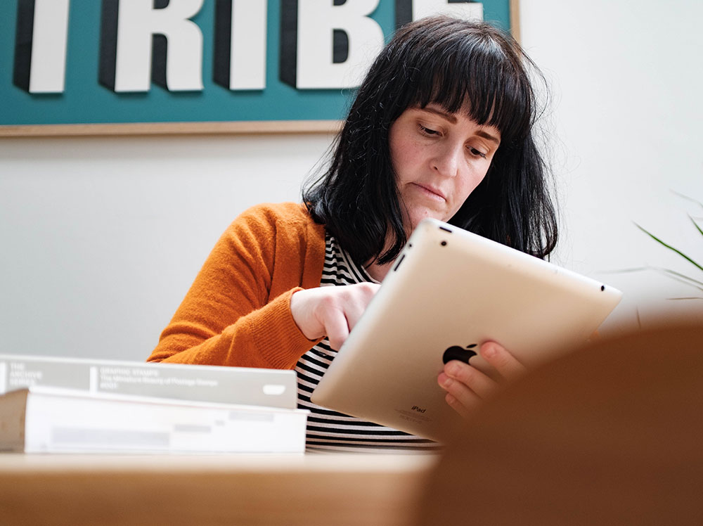 Girl working on a tablet