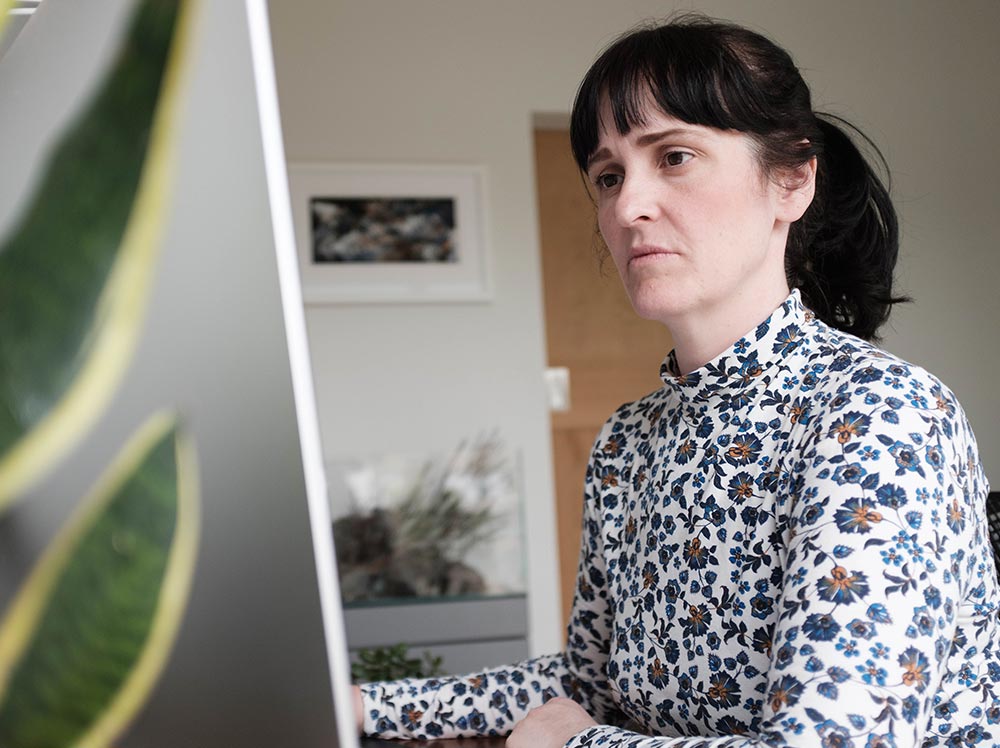 Girl working at computer